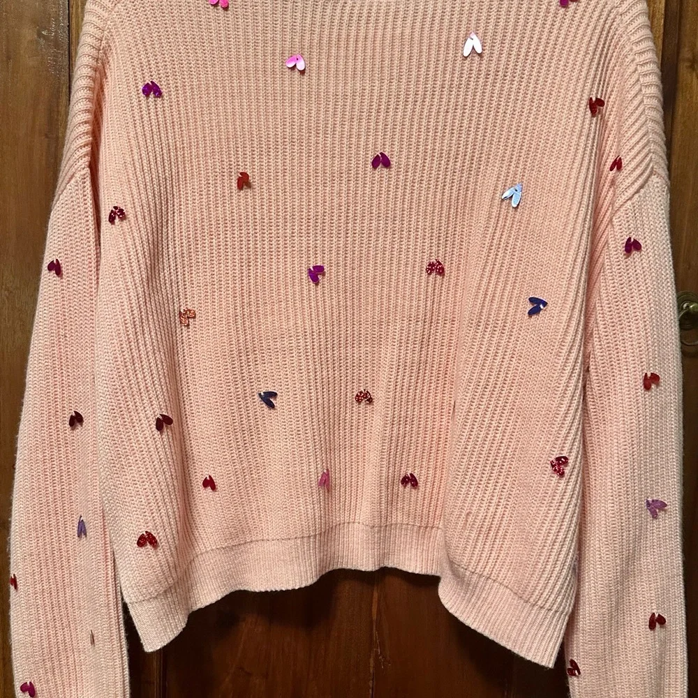 Queen of Sparkles Queen of Hearts Pink Valentine Sweater L - Picture 3 of 4